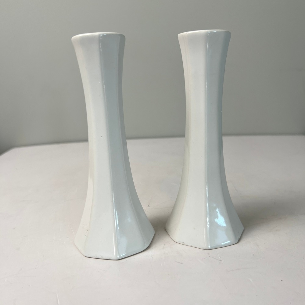 Hollowick Easy Florals Bud Vase Set 2 Candles Ceramic Hexagon Base Modern Decor
